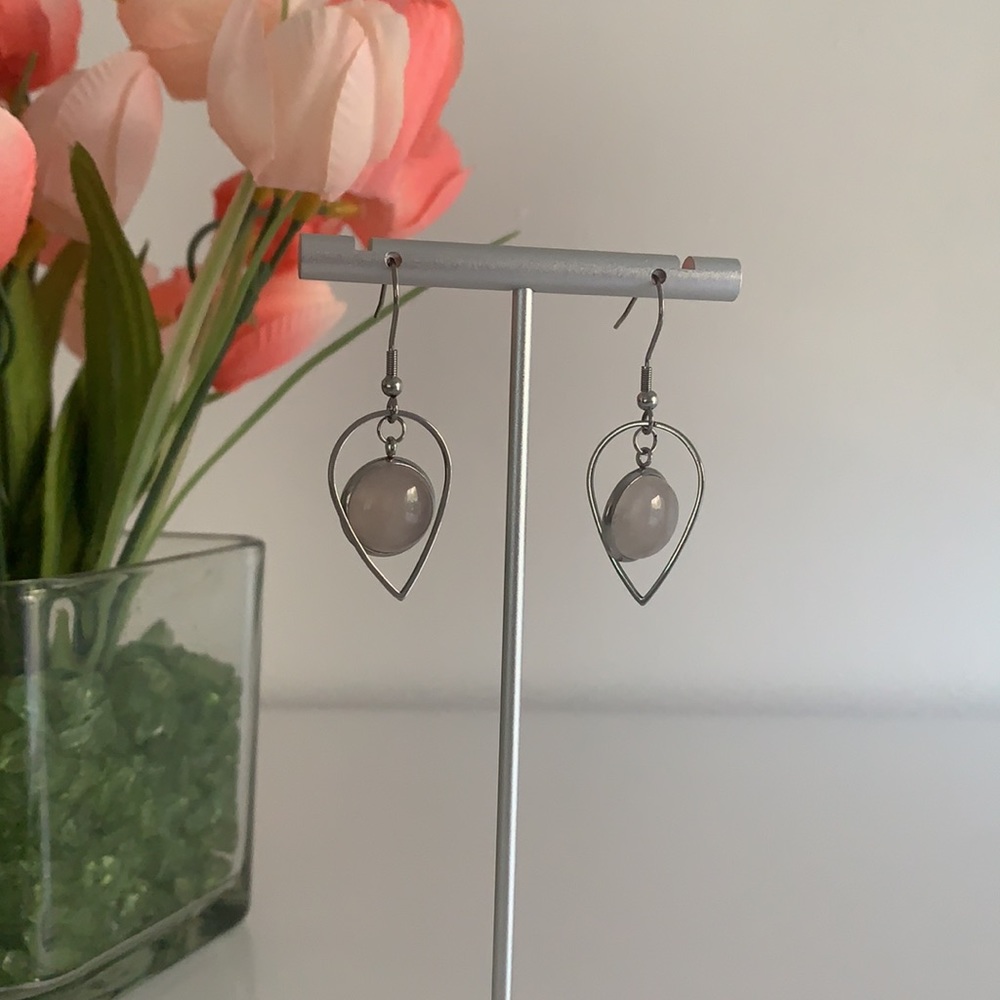 Frosted White Earrings, Handmade, NWT